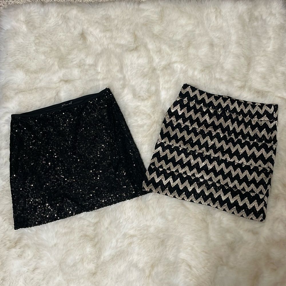 Express stretchy sequin Black 14" mini skirt - x small se sang gold medium 2